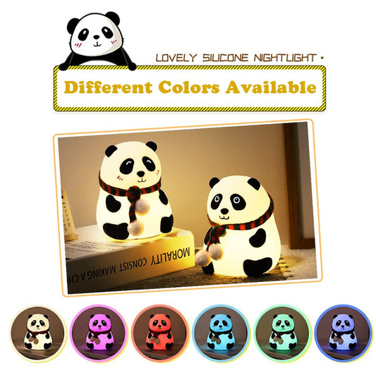 Edgora Silicone Panda Touch Lamp Night Light for Kids Lover Gifts for Teen Girls Boys Nightlight Lamp Cute Aesthetic Baby Room Decor Gifts for Girlfreinds Item with 7 multicolur (Cute Panda)