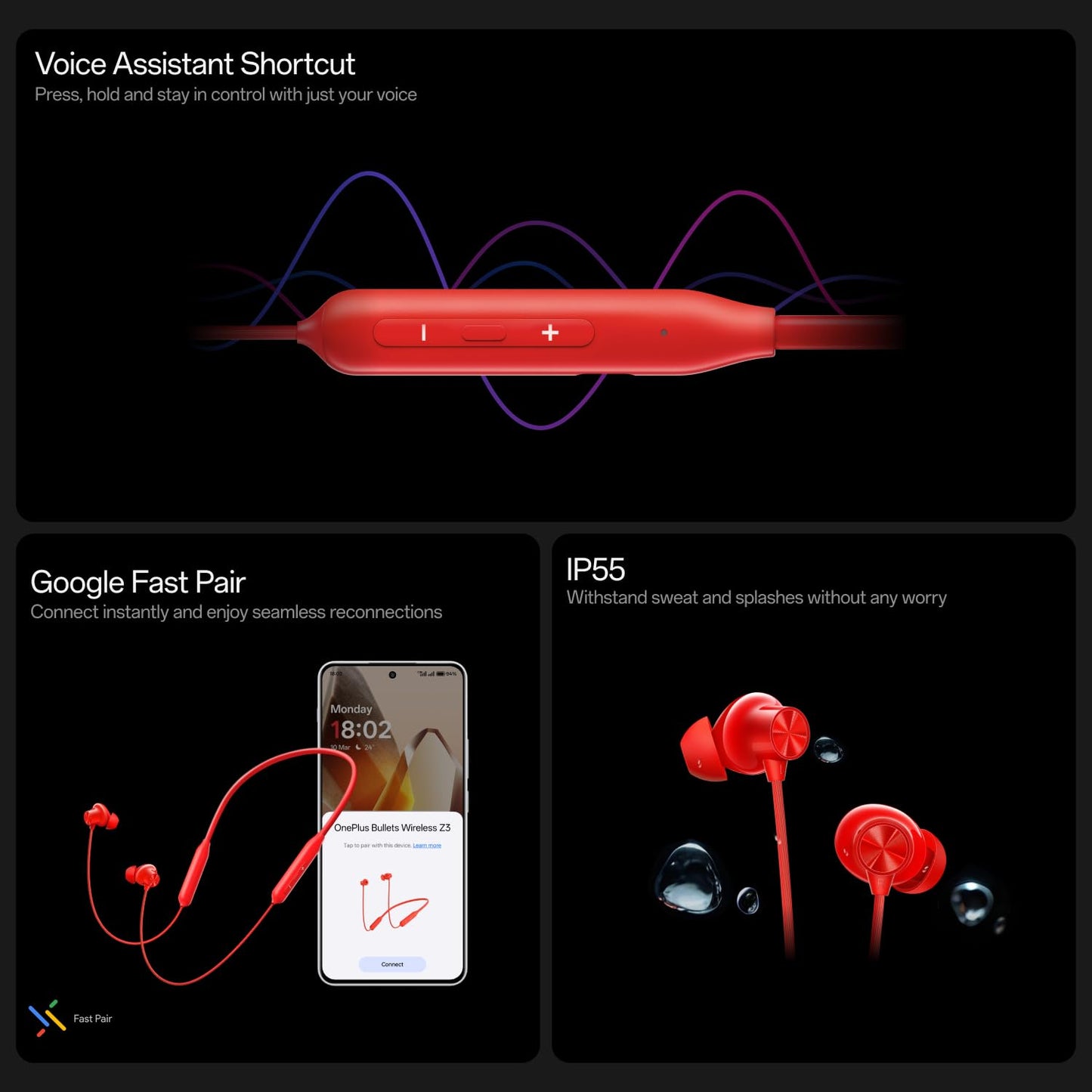 EDGORA OnePLUS Wireless Z3 in Ear Neckband with 12.4Mm Drivers, 3D Spatial Audio,10 Mins Charge for 27 Hrs Playback, AI Call Noise Cancellation, 4 EQ Preset, Dynamic Bass Enhancement & BT5.4