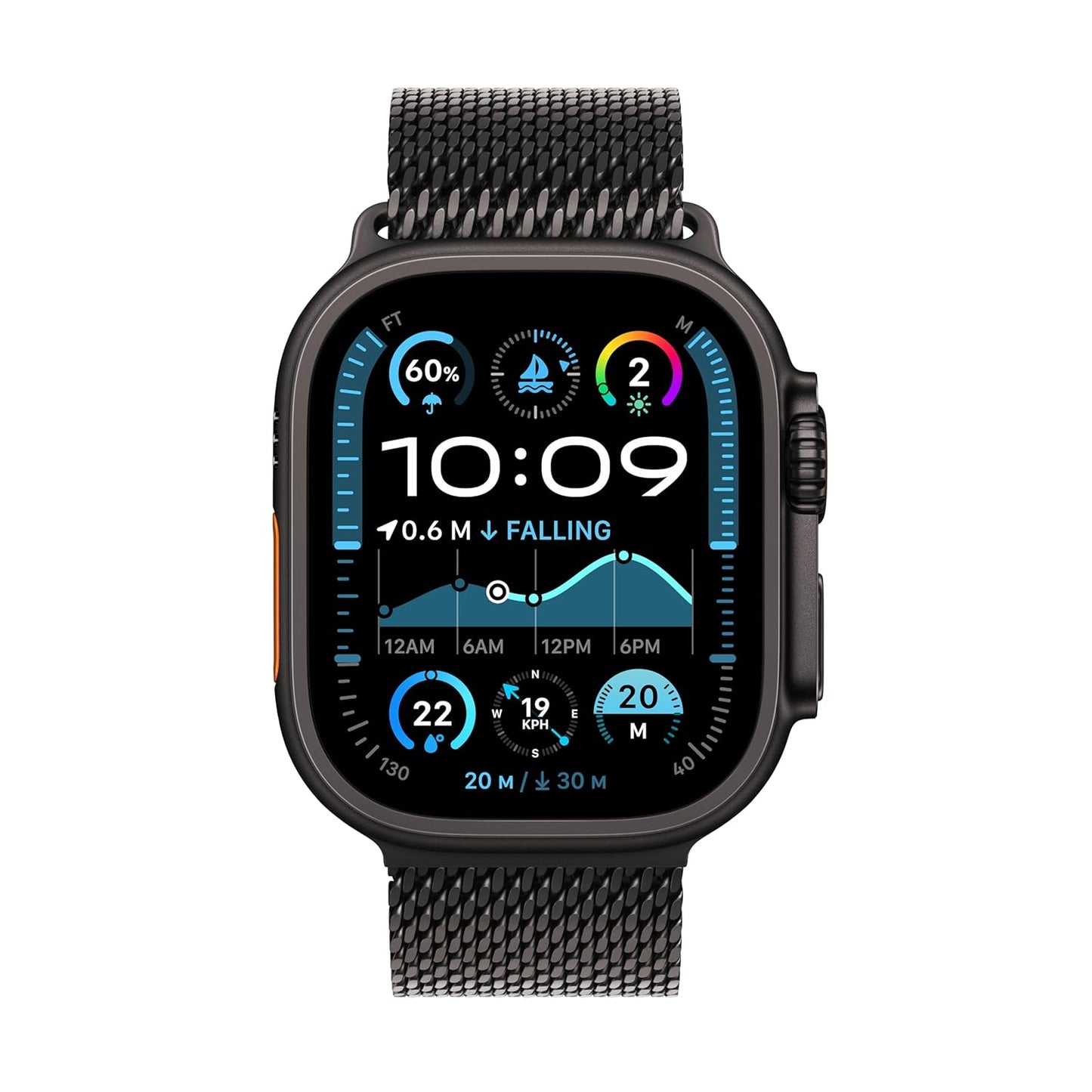 Edgora Apple Watch Ultra GPS + Cellular, 49mm Titanium Case with Green Alpine Loop -Large, Precision dual-frequency