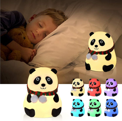 Edgora Silicone Panda Touch Lamp Night Light for Kids Lover Gifts for Teen Girls Boys Nightlight Lamp Cute Aesthetic Baby Room Decor Gifts for Girlfreinds Item with 7 multicolur (Cute Panda)