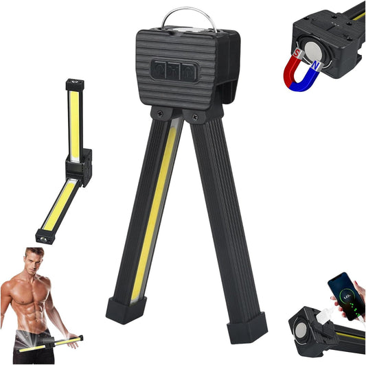 Posing Gym Lamp, 180° Portable Gym Lamp for Posing with 7th Gear Dimming and 7 Light Modes, Handheld USB Rechargeable Worklight with Hang Hook (Black)