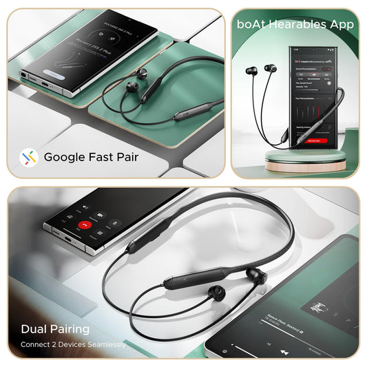 Boat 255 Z Plus, AI-ENx Tech, Spatial Audio, 50HRS Battery, Low Latency Mode, Fast Charge, App Support, IPX4 BT v5.3, Bluetooth Neckband, Wireless with Mic Earphones