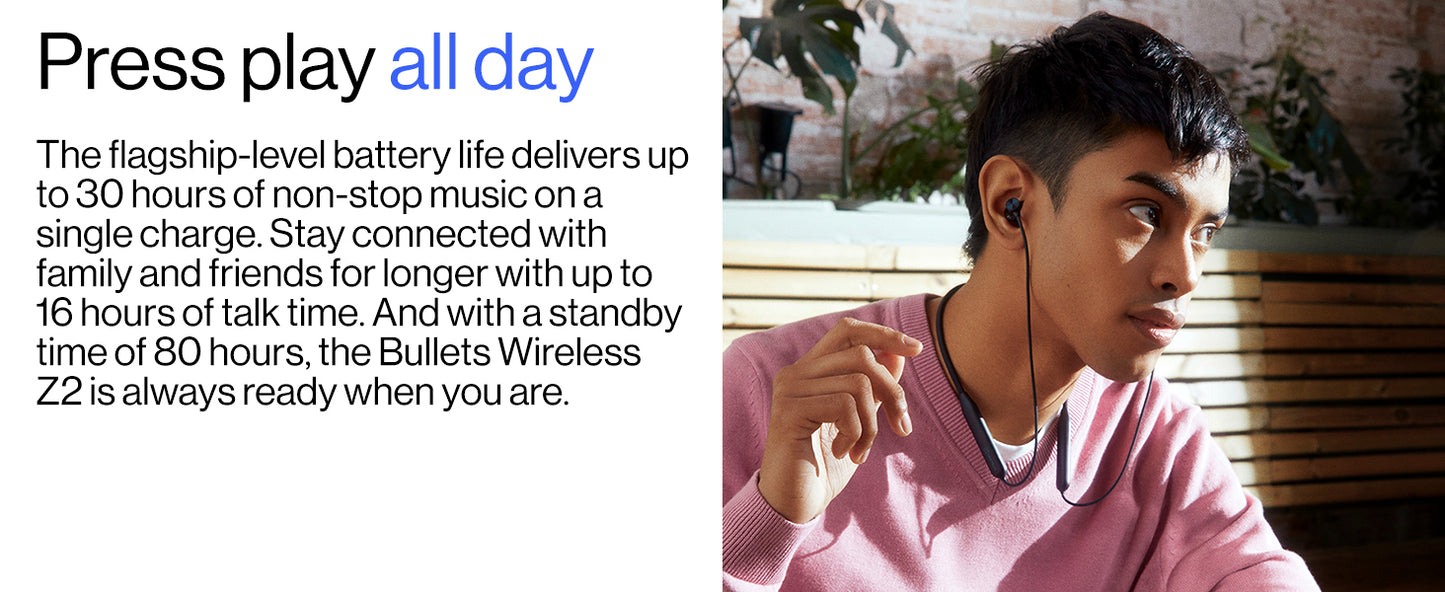 Oneplus  Z2 ANC  Bluetooth Wireless in Ear Earphones with Mic, Bombastic Bass - 12.4 Mm Drivers, 10 Mins Charge - 20 Hrs Music, 30 Hrs Battery Life